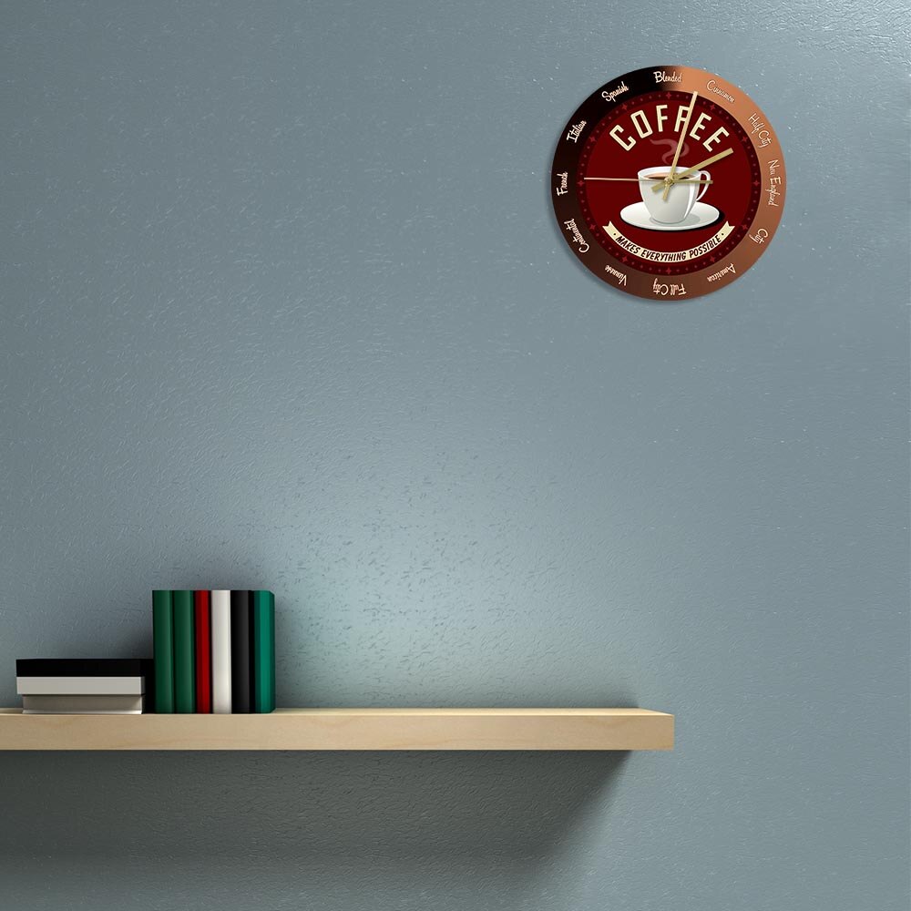Kaffe gør alt muligt kaffebar tegn cafe tid tavs vægur køkken væg kunst indretning væg ur kaffe elsker