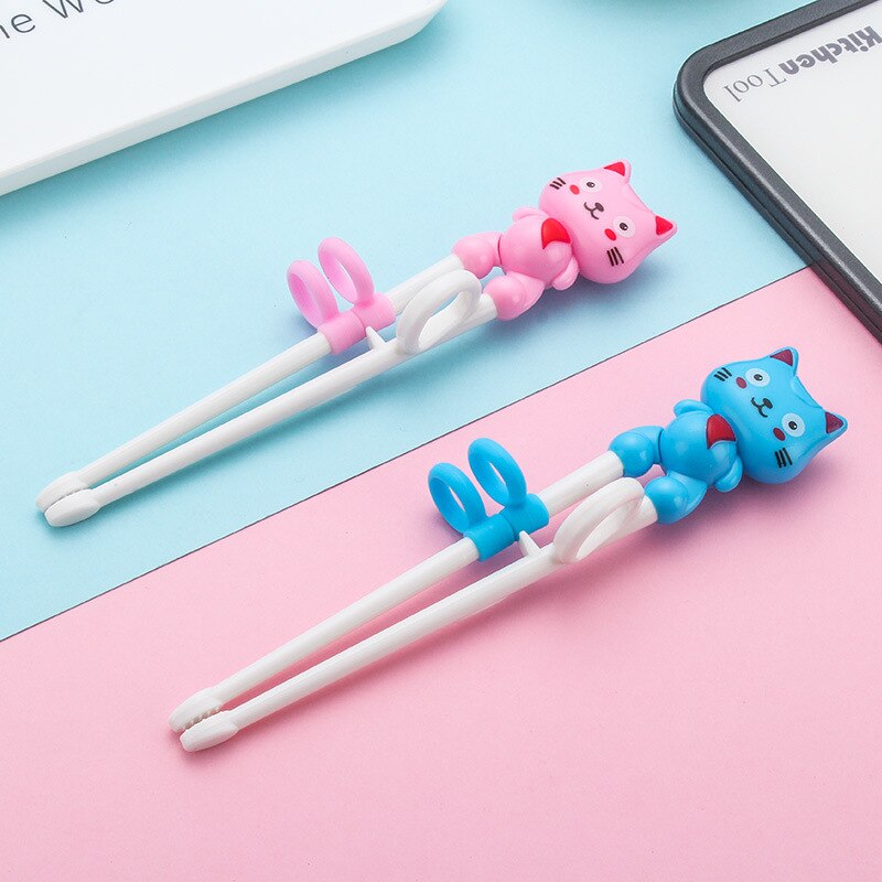 1Pair Chopsticks Plastic For Kids Cartoon Learning Chop Sticks Reusable Training Chopsticks Cute Children Tableware Set