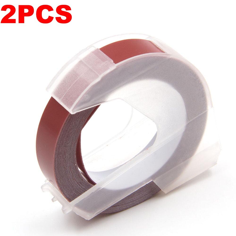 Absonic 2PK 9mm 3D Embossing PVC Label Tapes Compatible Dymo 1610 1880 12965 Manual Label printers for Motex E101 Label Makers: Maroon Red