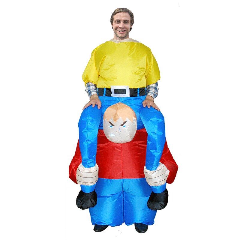 Halloween Adults Ride on Dwarf Inflatable Costumes Fancy Shoulder Carry Me Inflatable Clothing Performing Props Carnival Parties