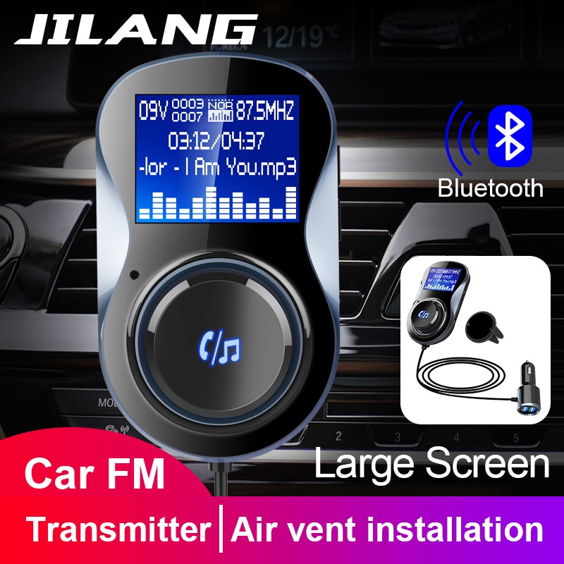 Jilang Auto MP3 Speler Audio Adapter Fm-zender Bluetooth handsfree FM Modulator Stere Ondersteuning TF voor iPhone & Android