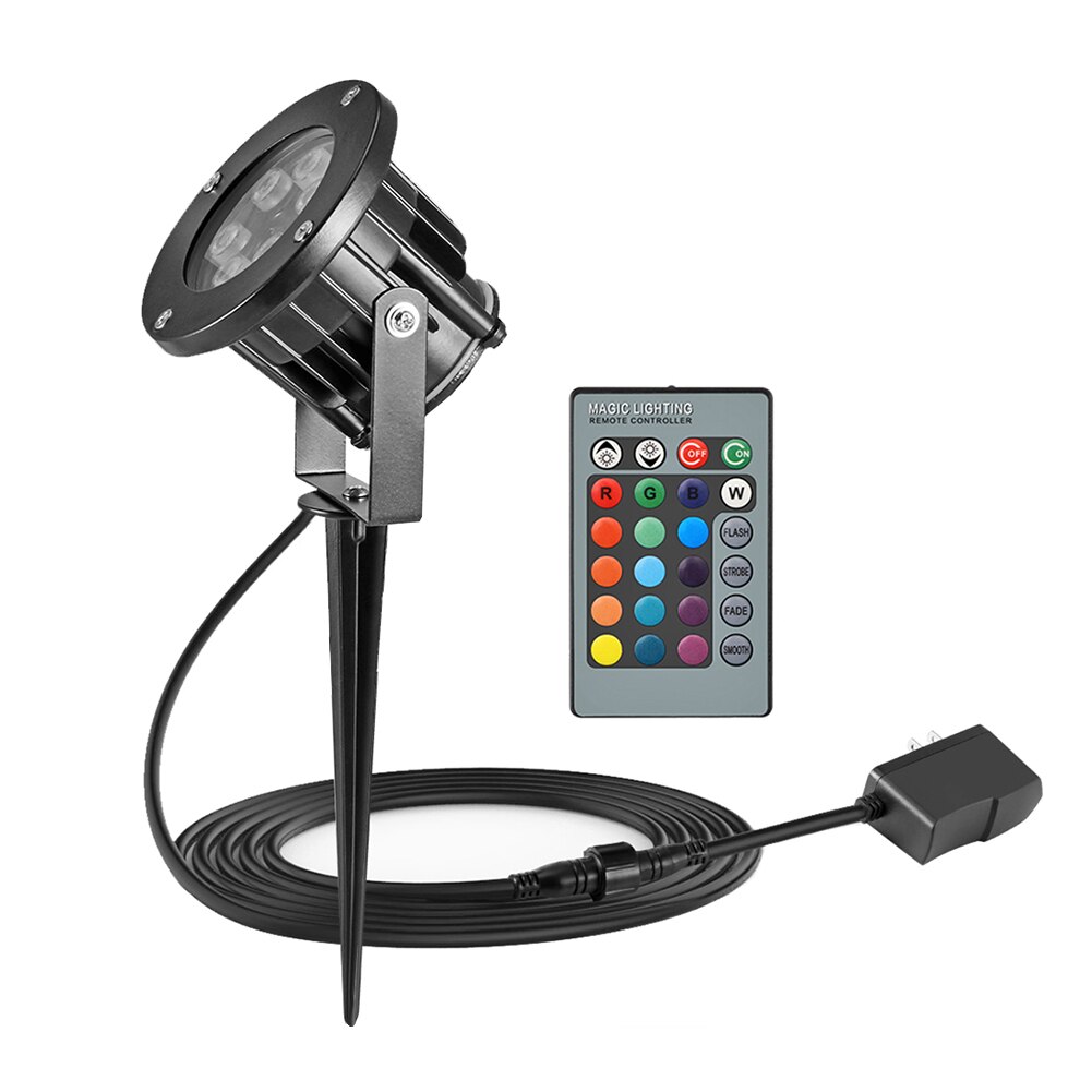 IP65 Waterproof Energy-saving Floodlight Garden Lawn Lamp Outdoor Landscape LED Light withRemote Control: 12W US