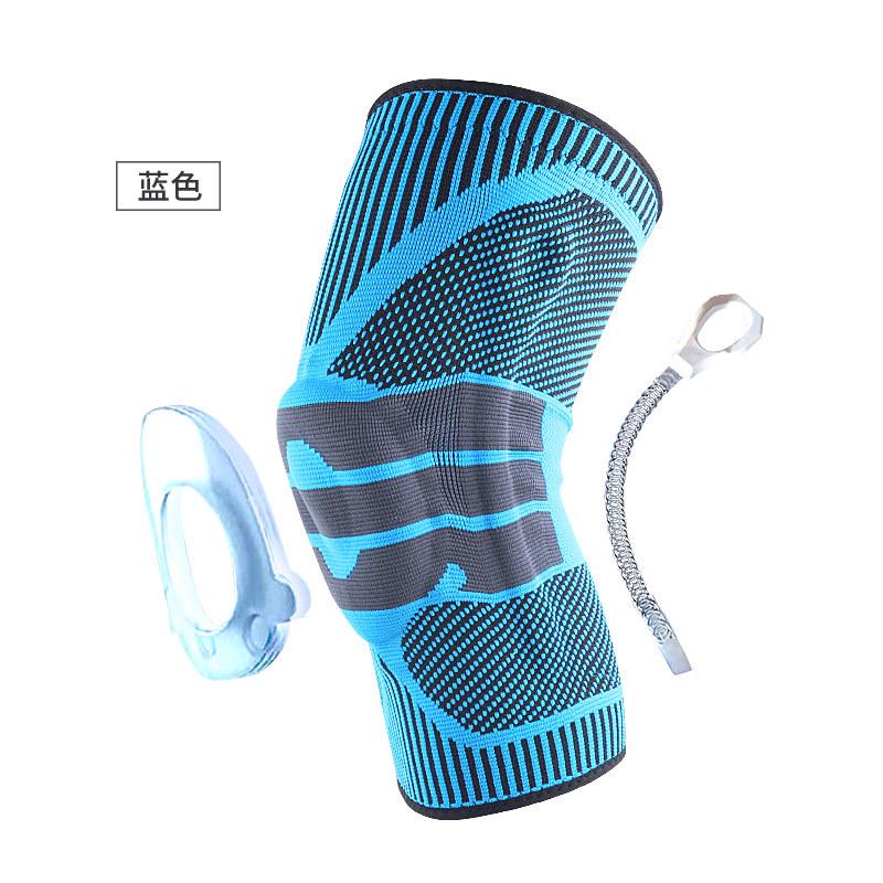 1 Pcs Silicone Spring Full Knee Brace Strap Patella Medial Support Strong Meniscus Compression Protection Sport Pads Running #ED: Blue / XL