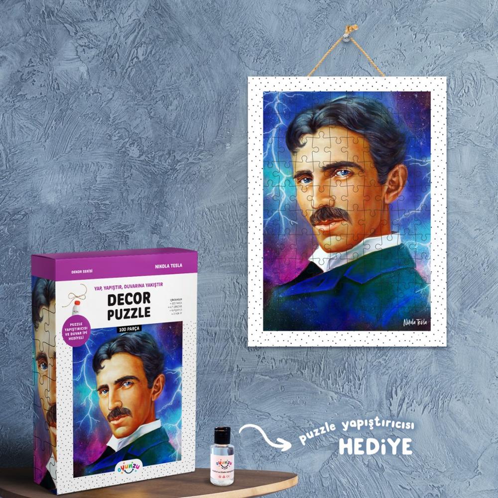 Dekoration puslespil nikola tesla 100 stk, puslespil til voksne og børn, klæbemiddel og rop til at hænge frit