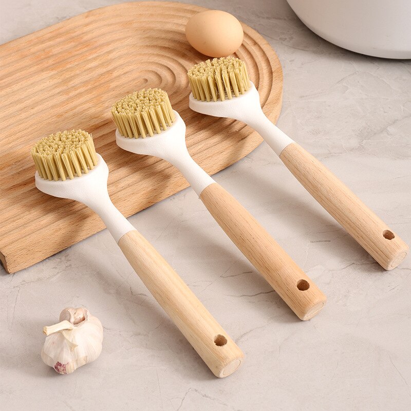 Cepillo para lavar platos con mango de madera, 1 piezas, no daña la olla, para cocina, uso doméstico