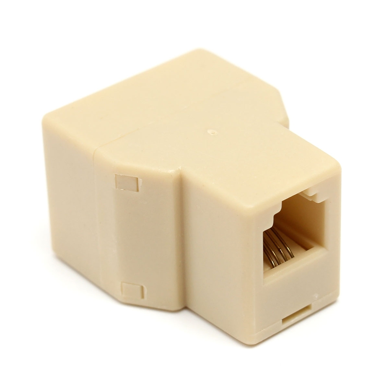 1 to 2 hun  rj11 telefon telefonstik line y splitter adapter stik beige best
