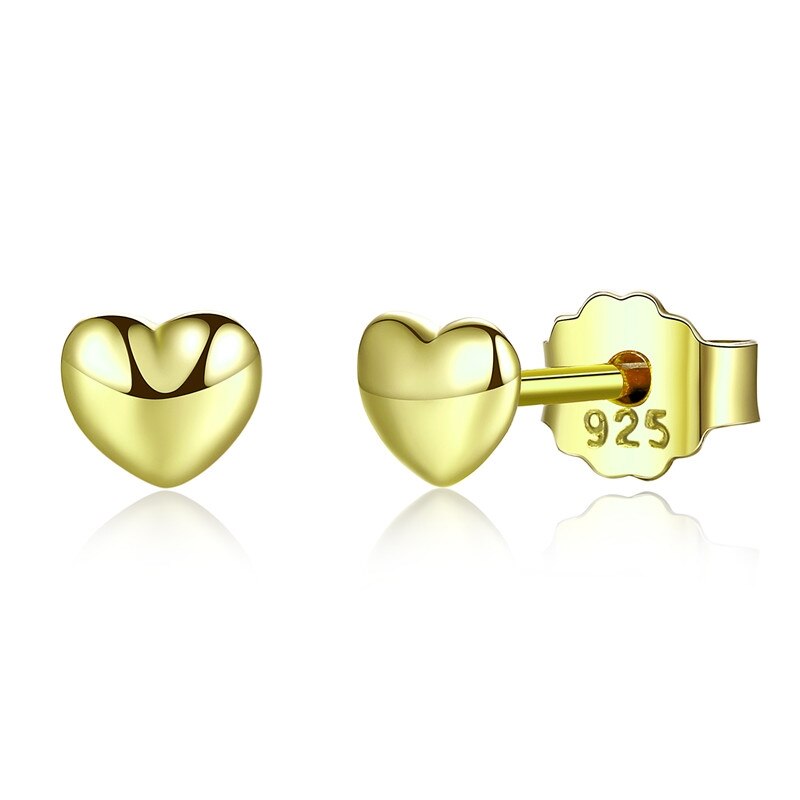 WOSTU Authentische 925 Sterling Silber Rose Gold Herz Stud Ohrringe Für Frauen Funkelnden Rosa CZ Schmuck Silber Party: XCHS440-GD