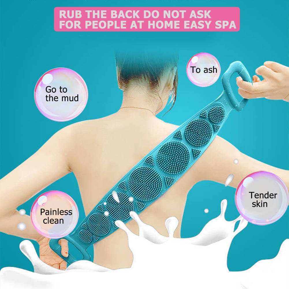 Double-Side Siliconen Bad Borstel Wassen Scrub Body Massage Douche Scrubber