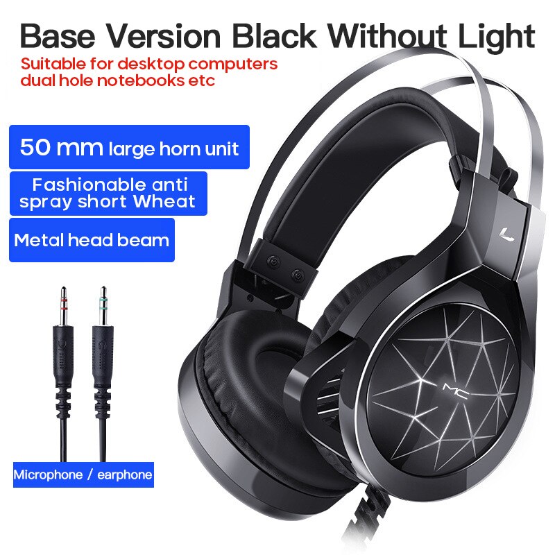 Gaming Headset Hoofdtelefoon Met Microfoon Licht Surround Sound Bass Koptelefoon Voor PS4 Professionele Gamer Pc Laptop: C