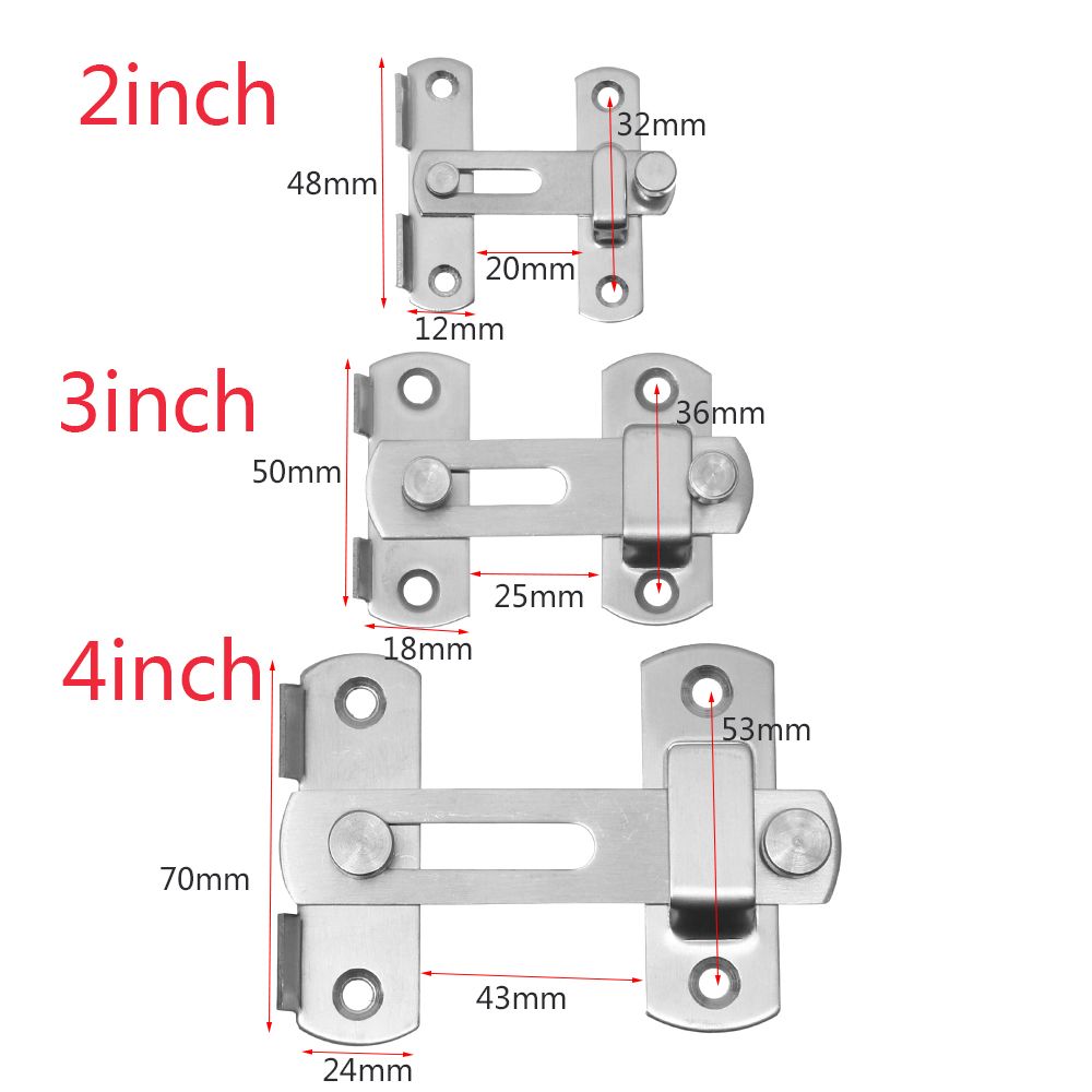 Stainless Steel Straight Lock Buckle Security Hasp Door Bolt Cabinet Catches Window Catch Lock Silent Gate Buckle Padlock Clasp