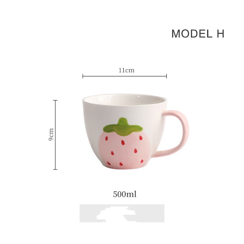 Ceramic Dinnerware Set Pink Dish Soup Spoon Noodle Plate Mug Food Bowl Girls Favor Easily Clean Home Use 1 Pcs Strawberry Style: Model H