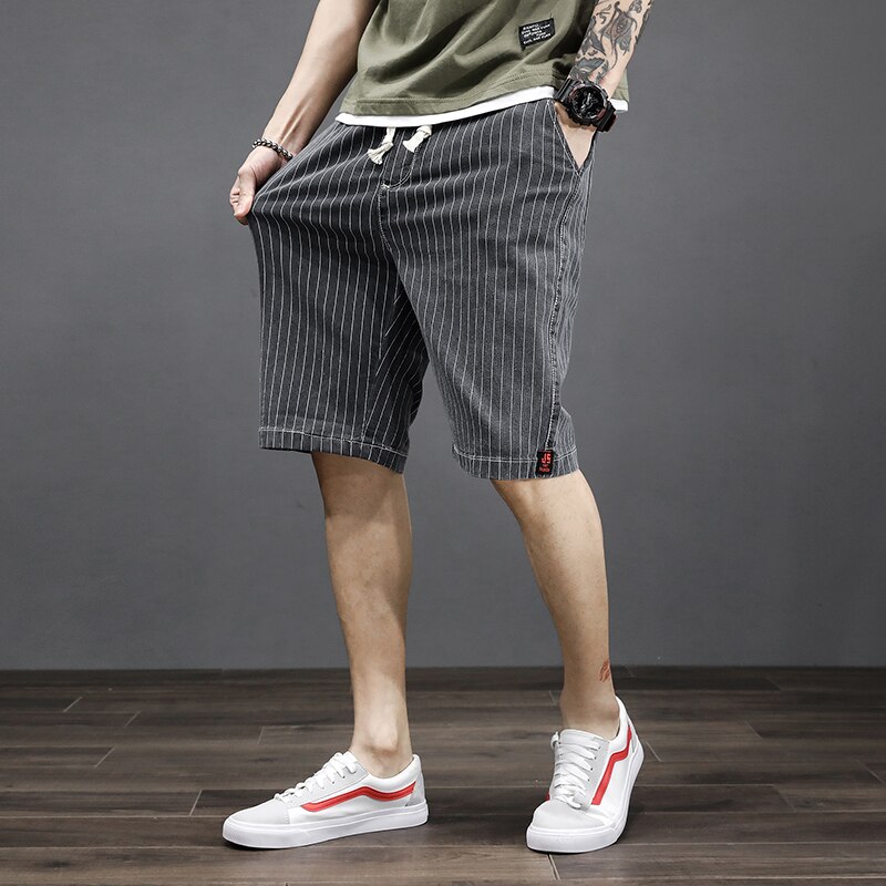Plus Size 5XL 6XL 7XL Mannen Gestreepte Korte Jeans Zomer Mode Geavanceerde Stretch Casual Denim Shorts Broek mannelijke