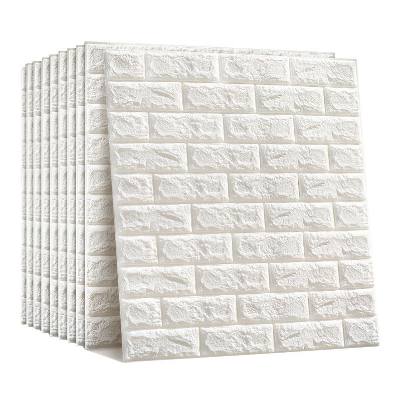 BBTC, 10 piezas, pegatina de pared 3D, paneles de pared autoadhesivos, papel tapiz blanco de espuma PE impermeable para sala de estar, pared de TV y decoración del hogar