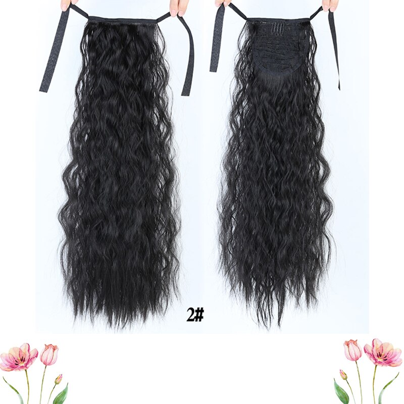 DIANQI Long Wavy Clip In One Piece Synthetic Hair Extension Ponytail Drawstring False Ponytail Wig With Hairpins: 2