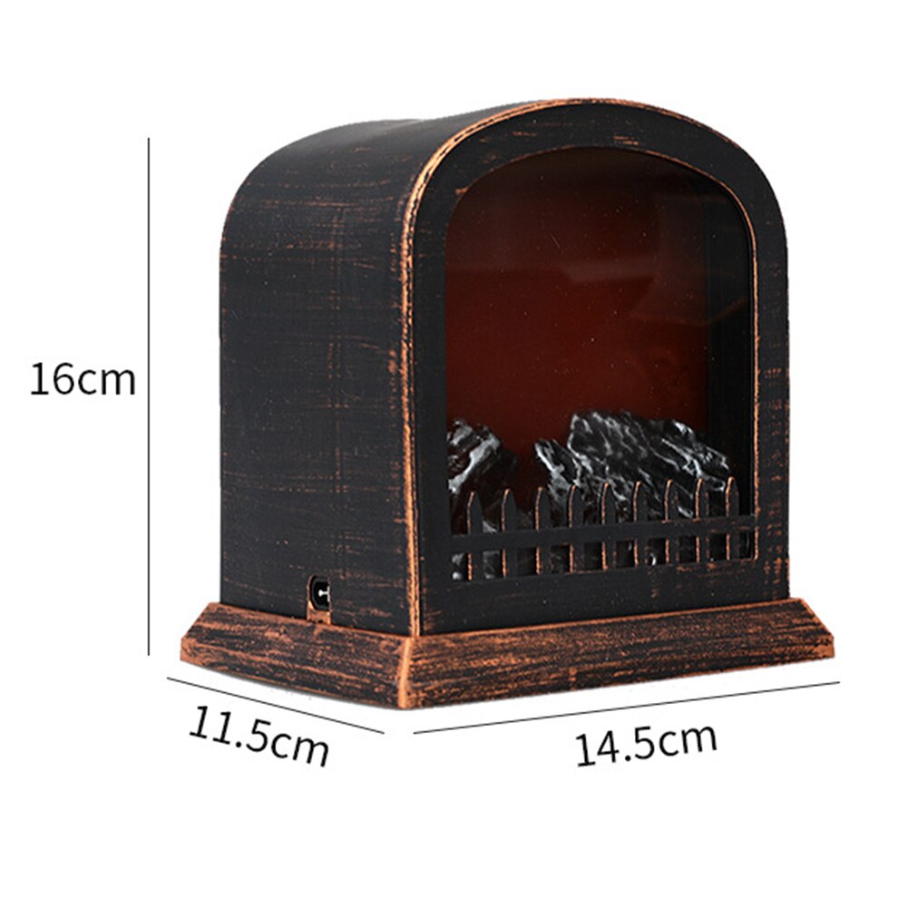 Retro Fireplace Lamp LED Flame Lantern Portable Oil Lamp Wind Lamp Simulation Flame Halloween Party Decor Props Home Ornaments: 02