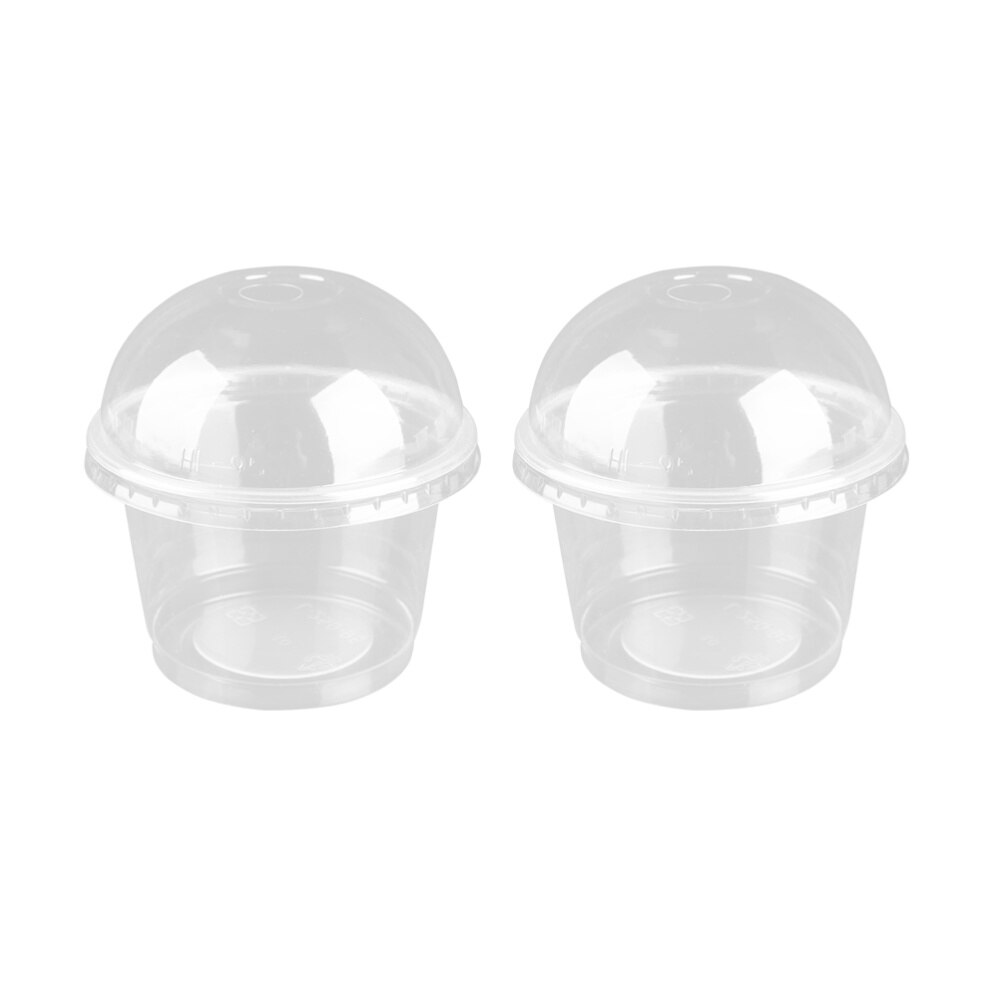 25pcs 250ml Disposable Salad Cup Transparent Dessert Bowl Container with Lid for Bar Cafe Home (Dome Lid with Hole)