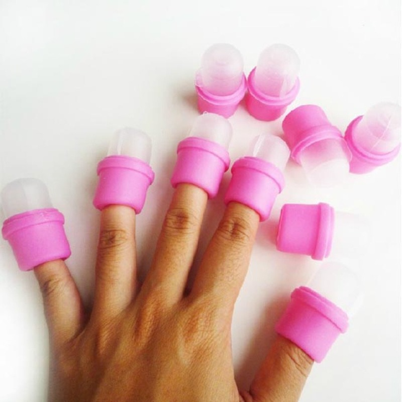 10Pcs/Set Wearable Nail Soak Soakers Polish Remover DIY Acrylic UV Gel Cap Tip Set Nail Supplies for Professionals