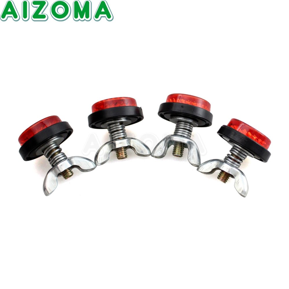 4 Stuks Motorcycle Red Veiligheid Reflectoren Mini Kenteken Plaat Reflector Met Montage Lente Universele