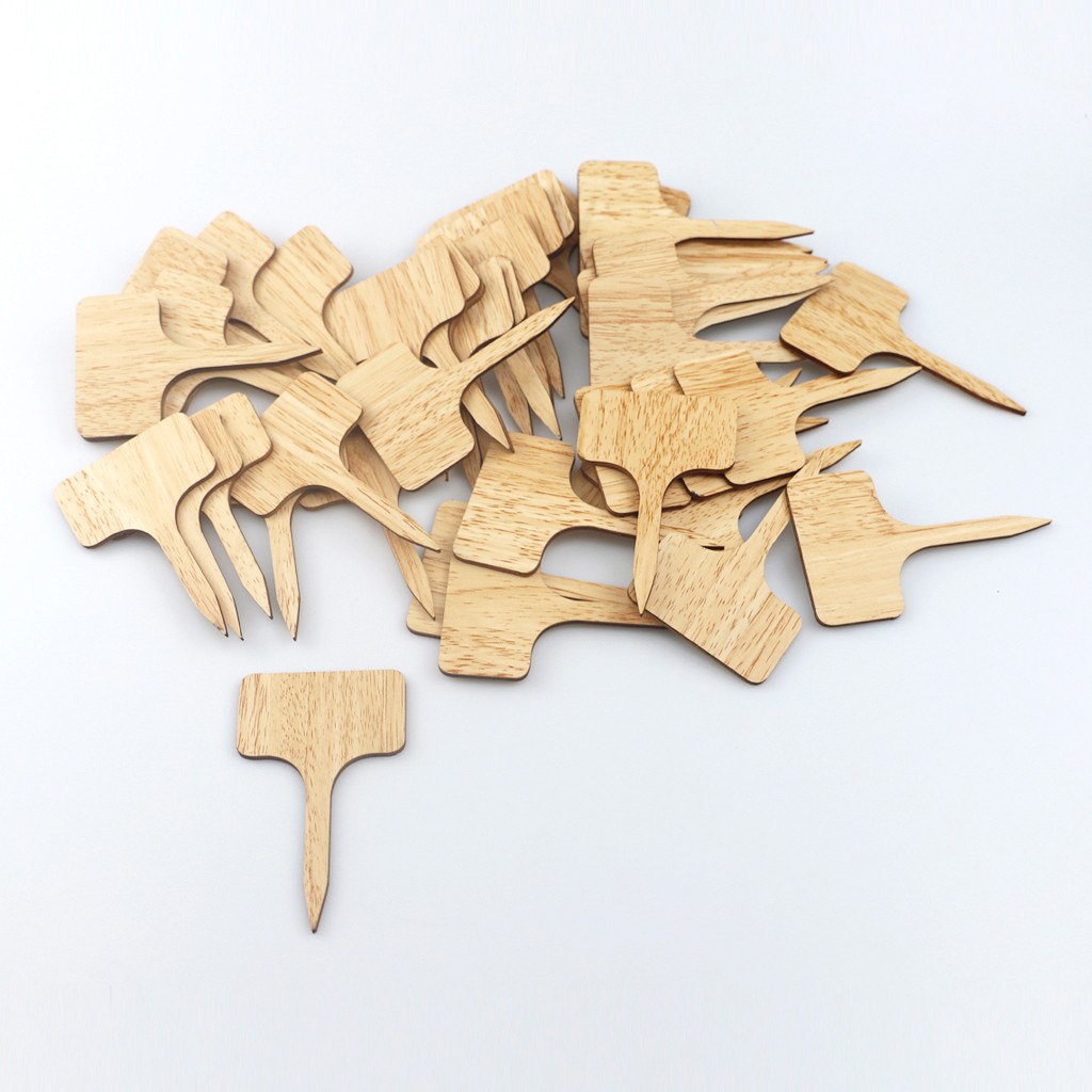 50Pcs Bamboo Plant Labels Eco-Friendly T-Type Wooden Sign Tag Home Garden Marker Gardening Labels Stake on Soil Paint Sticks