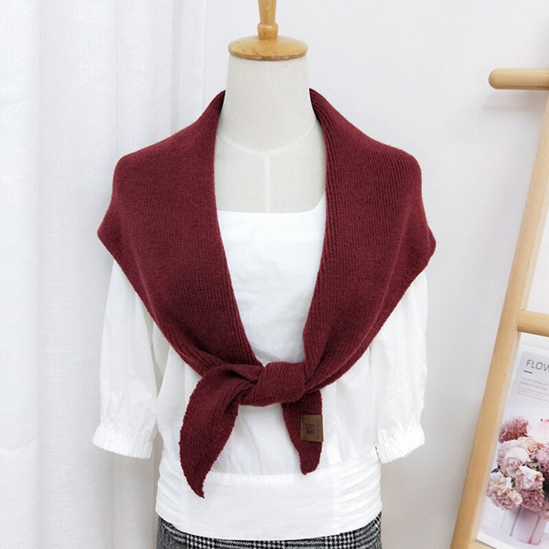Women's Scarves Wool Knitted Triangle Scarf solid warm Autumn Winter Double-Sided Neckerchief wear Shawl wrap Neck Collar Scarf