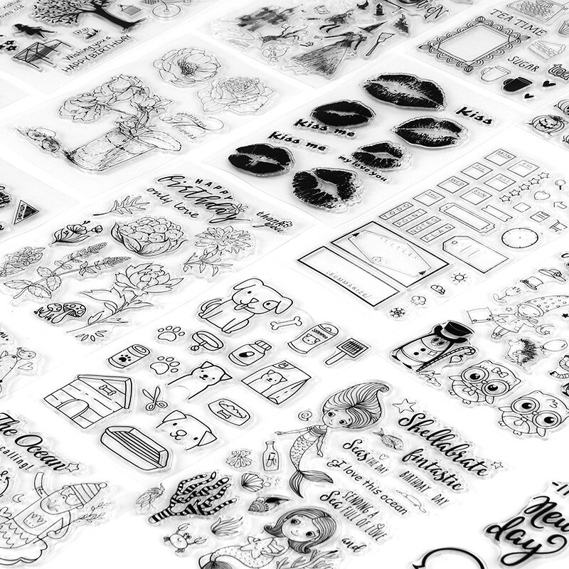 1pc genomskinlig stämpel silikon sigill scrapbooking fotoalbum papperskort gör-det-själv hantverk album dagbok verktyg