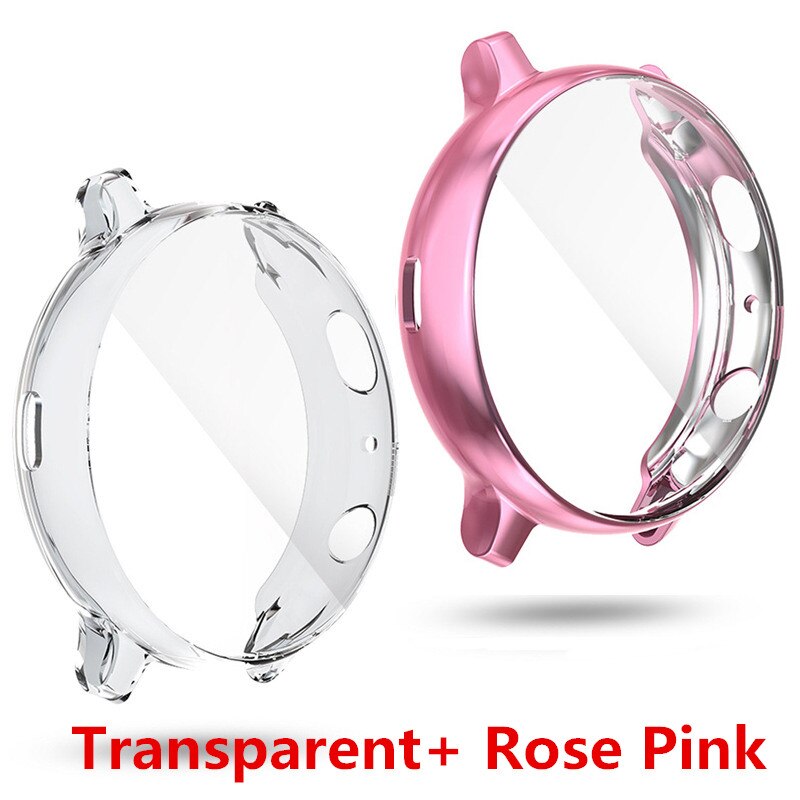 Ochraniacz ekranu 2w1 + pokrowiec do zegarka Huawei gt3 gt 2 42mm osłona zderzaka HD pełna osłona ekranu Coque: Clear and Pink / gt 2 42mm