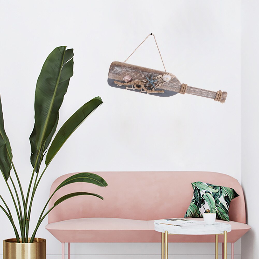Mediterranean Style Wooden Oar Hanging Decor Retro Hanging Pendant for Home