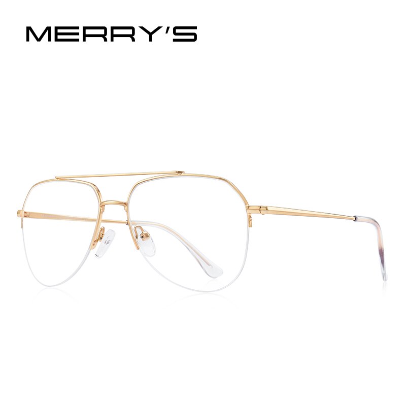 MERRYS-gafas clásicas de piloto para hombre y mujer, gafas graduadas para miopía, montura óptica S2690: C05 Gold