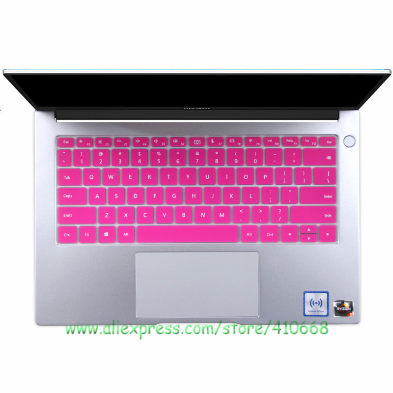 Til huawei matebook  d 14 r5 3500u linux bærbar silikone støvtæt tastatur cover skin protector mate book  d14: Rose