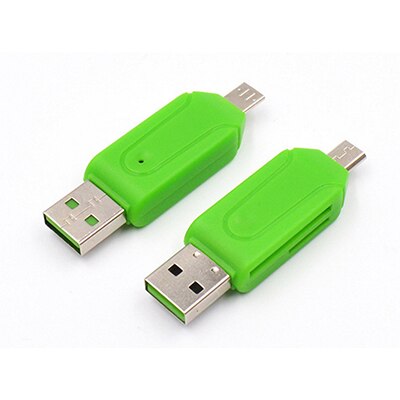 Lector de tarjetas OTG 2 en 1 tipo C, Micro USB y USB, alta velocidad, USB 2,0, OTG, TF/SD, Universal, Android para ordenador, principales de extensión: green