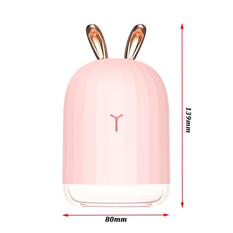 220ml usb ultrasone luchtbevochtiger schattige herten aroma etherische olie diffuser led nachtlampje mistmaker vernevelaar voor thuis auto kantoor: Roze