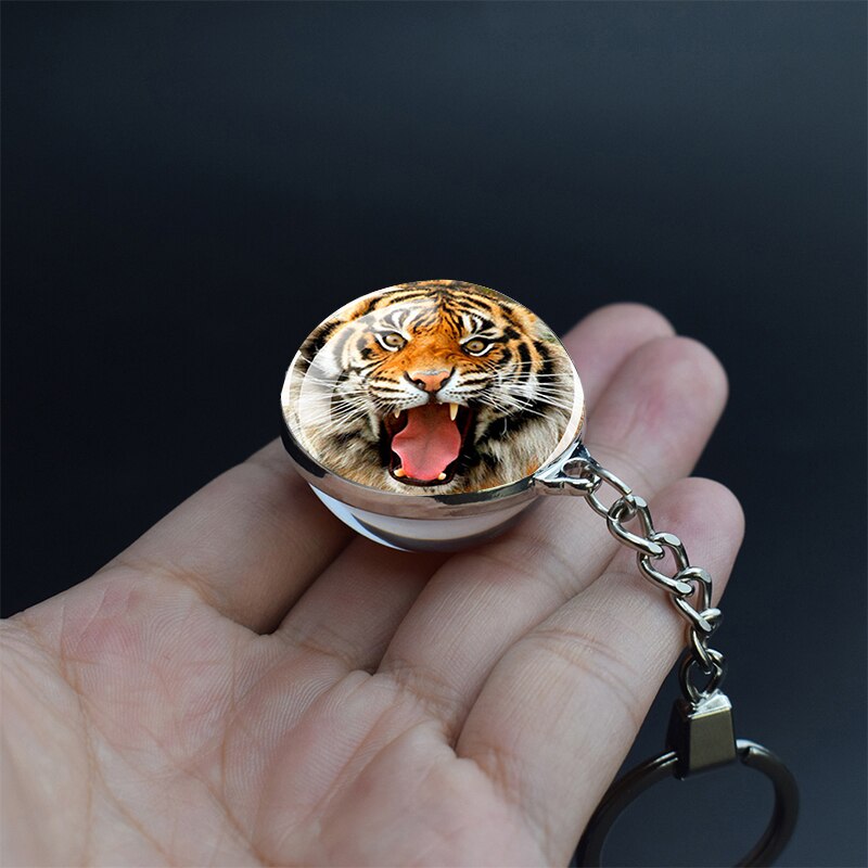 Tiger Picture Keychain Crystal Ball Jewelry Year of The Tiger Year Glass Ball Jewelry 35MM Keychain Year for Family: 6
