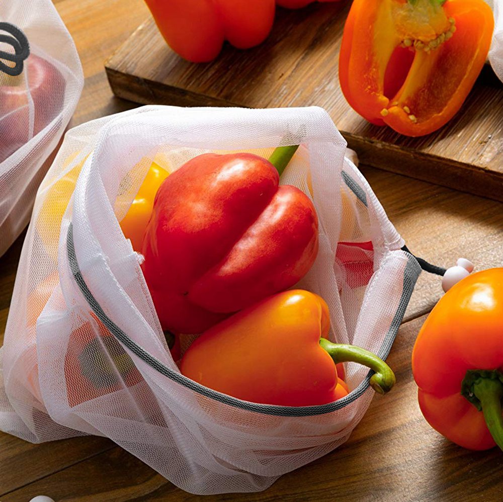 9 stks/set Premium Herbruikbare Touw Mesh Produceren Zakken Keuken Fruit Groente Speelgoed Opbergzakken Pouch Koord Mesh Boodschappentas