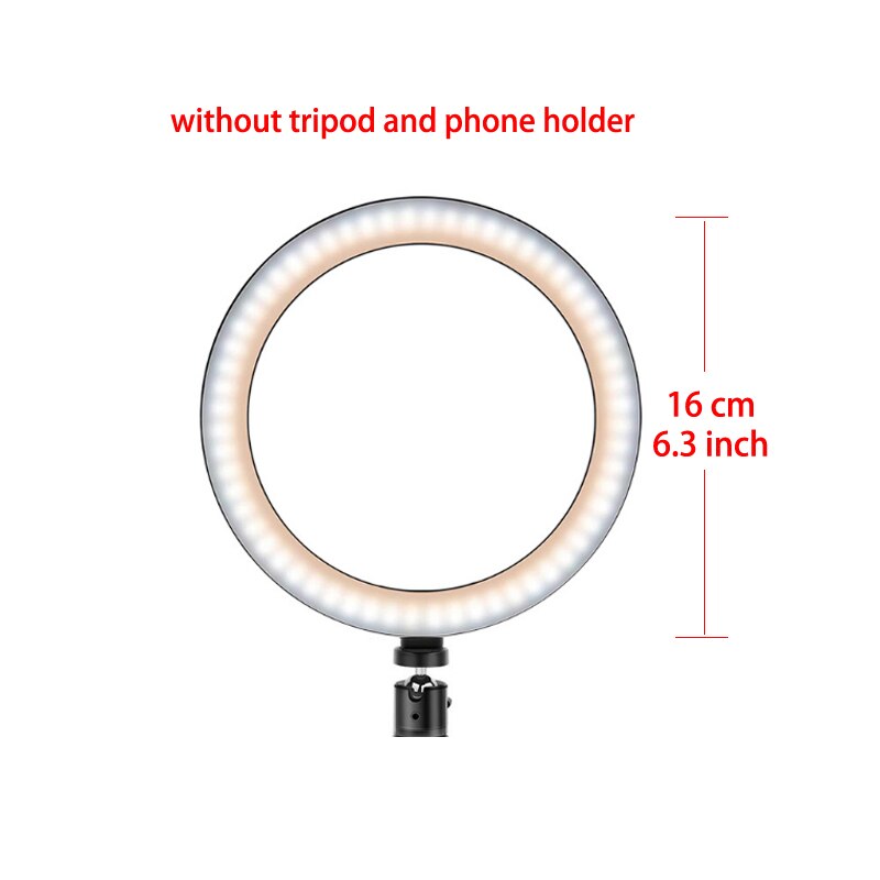 10 polegada led câmera de maquiagem selfie anel luz com suporte do telefone suporte grande fotografia luz anel lâmpada pode ser escurecido tripé para fotos: 16cm