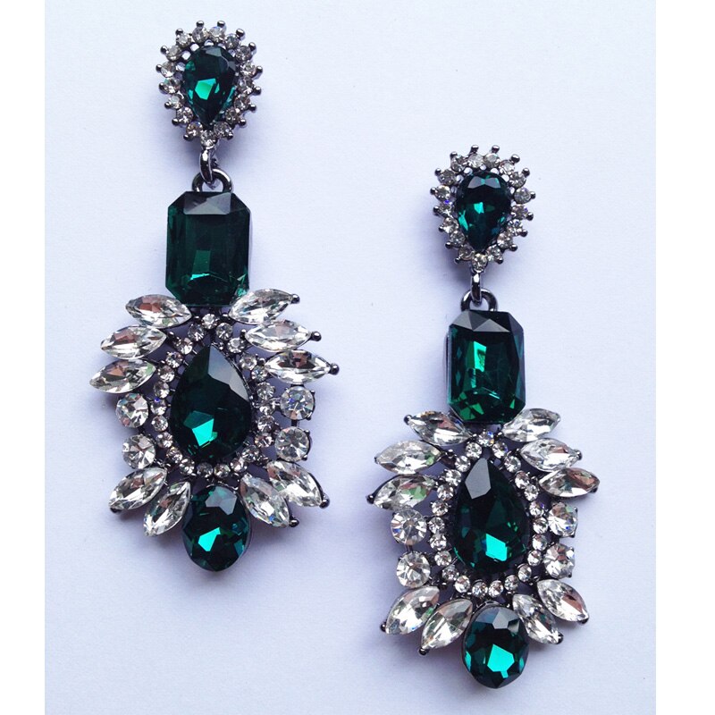 2022 Rhinestone Dangle Earrings High Green Blue Pendant Crystal Earrings Xmas Jewelry For Women