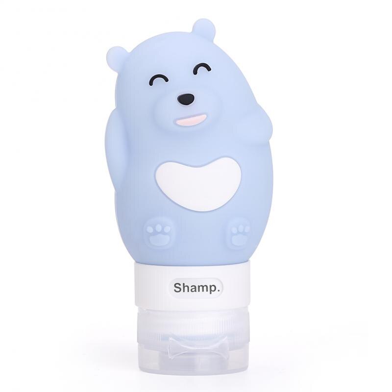 1Pcs Cute Silicone Refillable Bottle Travel Bottle Press For Lotion Shampoo Cream Gel Cosmetic Squeeze Containers Storage Bottle: Blue bear 80ml