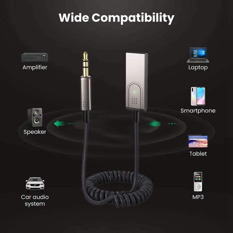 -Draadloze Auto Bluetooth Ontvanger Usb Naar 3.5Mm Jack Audio Muziek Microfoon Handsfree Adapter Voor Auto luidsprekers
