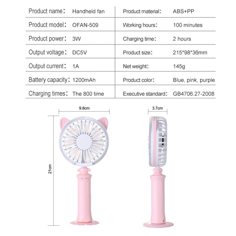 Ventilador de refrigeración de verano, miniventilador portátil con USB, eléctrico, con luz LED, para casa, oficina, estudiante, de seguidor