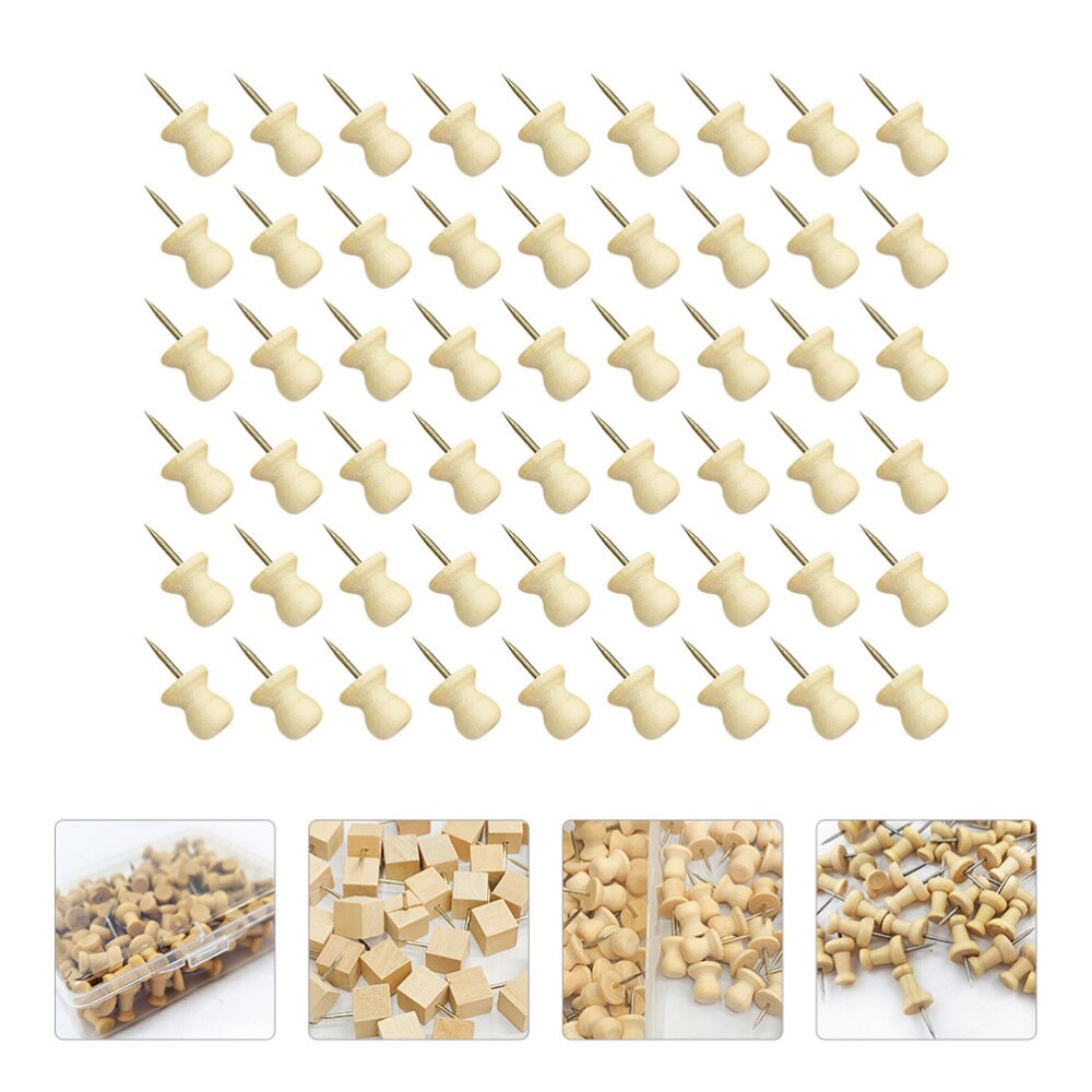 75Pcs Hout Punaise Punaise Stud Decoratieve Diy Tool Briefpapier (Willekeurige Stijl)