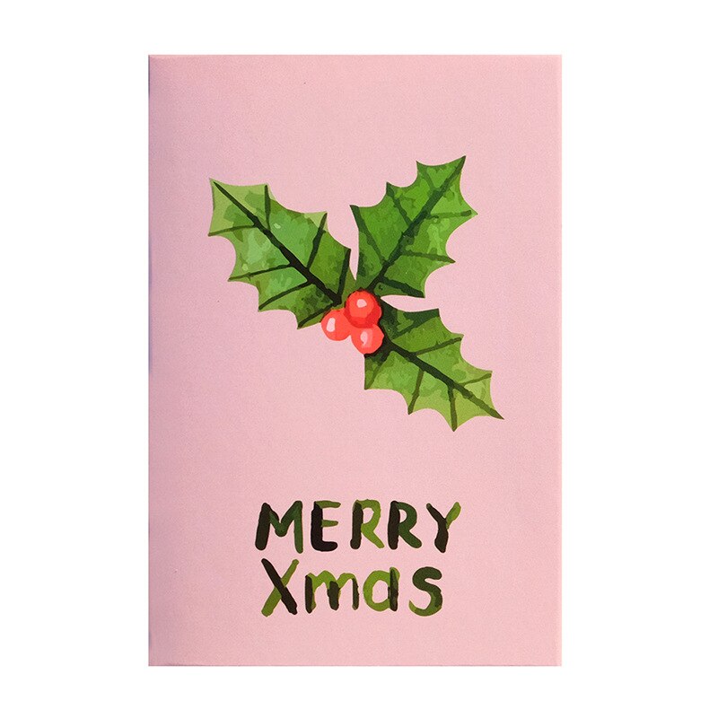 8pcs Merry Christmas Greet Card With Envelop Simply Style Pink Yellow Xmas Postcard Thank You Cards Christmas Invit Greet Card