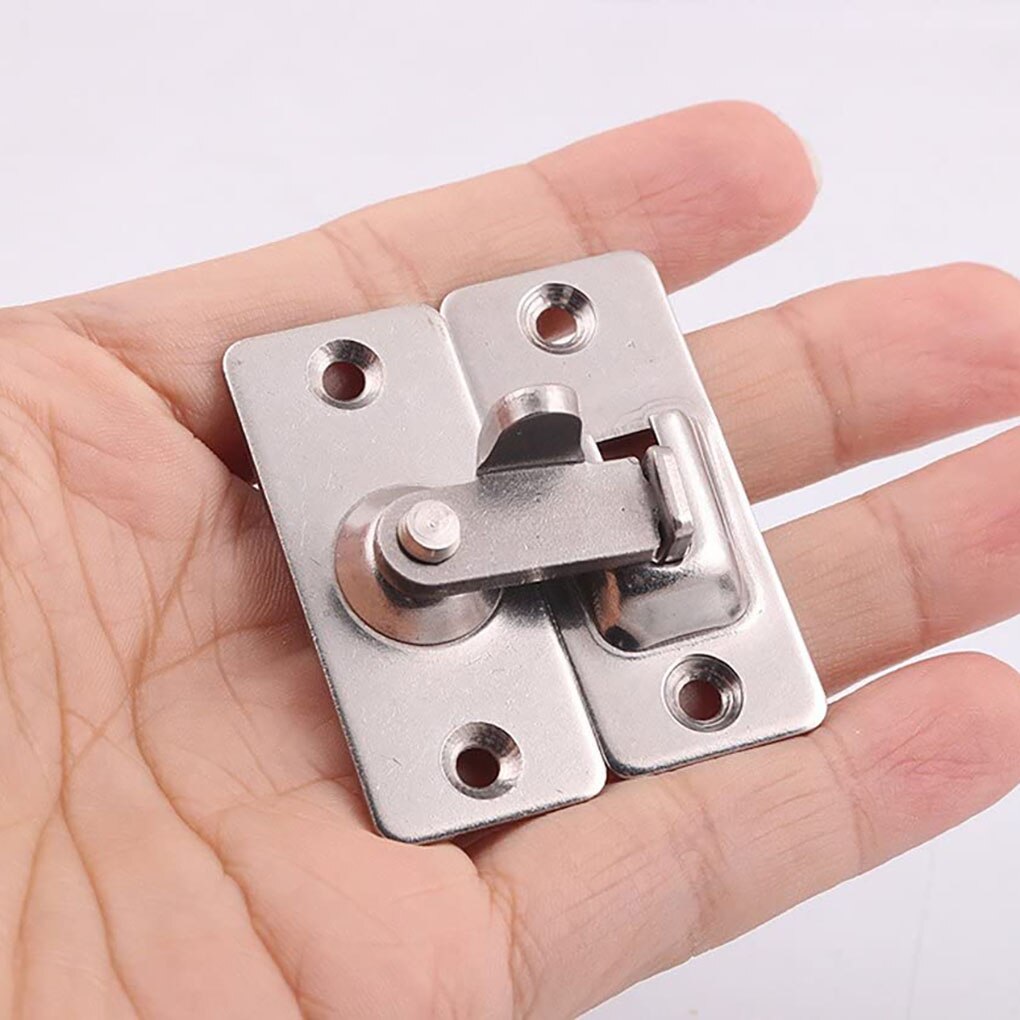 Pestillo de puerta de acero inoxidable, accesorio de bloqueo de puerta de ángulo recto, doblado, deslizante, con tornillos, 90 grados