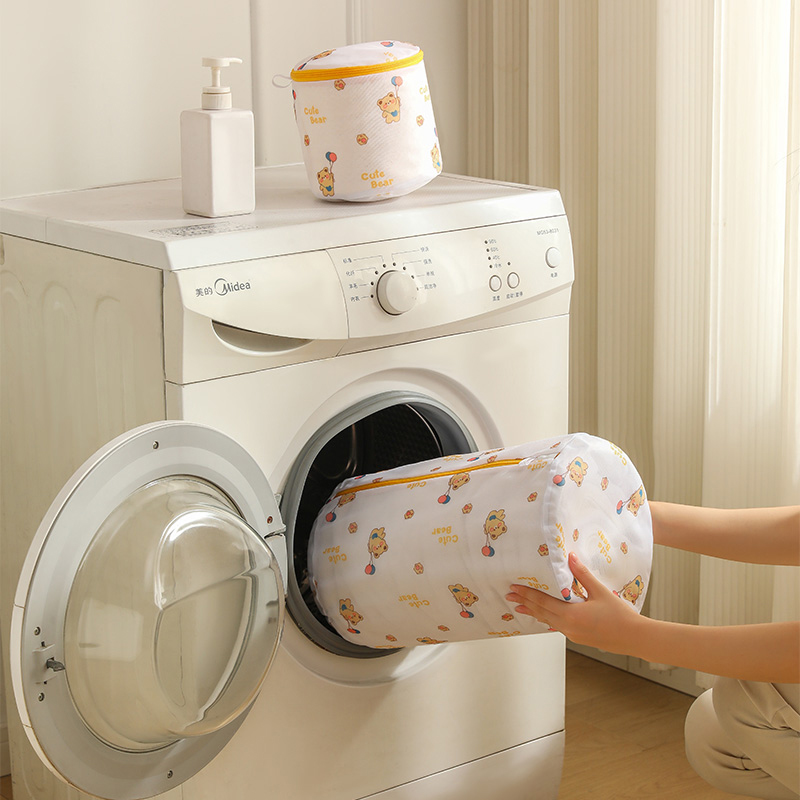 Print Cartoon Beer Waszak Badkamer Kleding Opslag Waszak Voor Wasmachine Anti-Vervorming Kleding Organizer Zes Grootte
