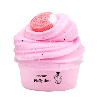 1PC Soft Fluffy Slime Chocolate Cookies Charms Butter Clay Stretched and Non-Sticky Stress Relief Scented DIY Toy: 1PC PINK