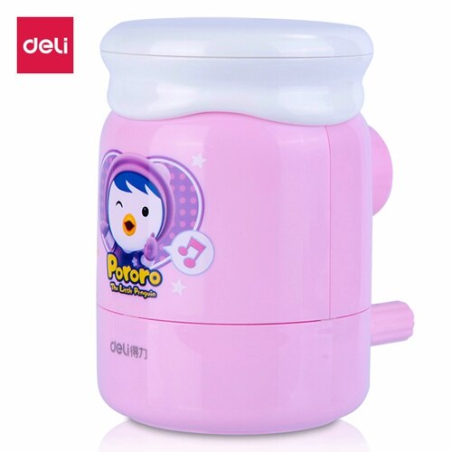 Deli 11158 hand cranked pencil sharpener Student Child pencil sharpner 6.5-8mm OD. pencil sharpener blue pink colors: 11153-Pink