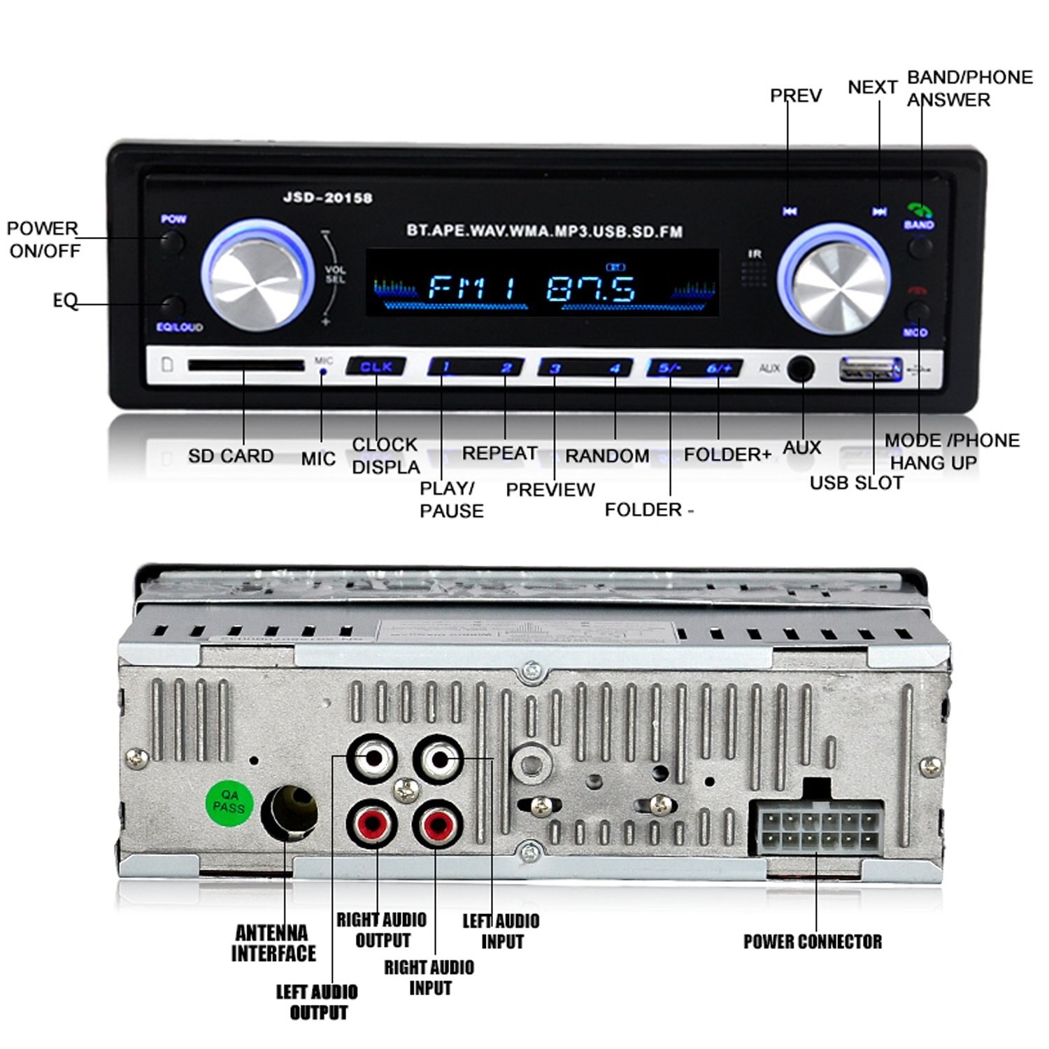 Car radio 12V/24V Bluetooth Autoradio Car Stereo Radio FM Aux Input Receiver SD USB In-dash 1 din Car MP3 Multimedia Player