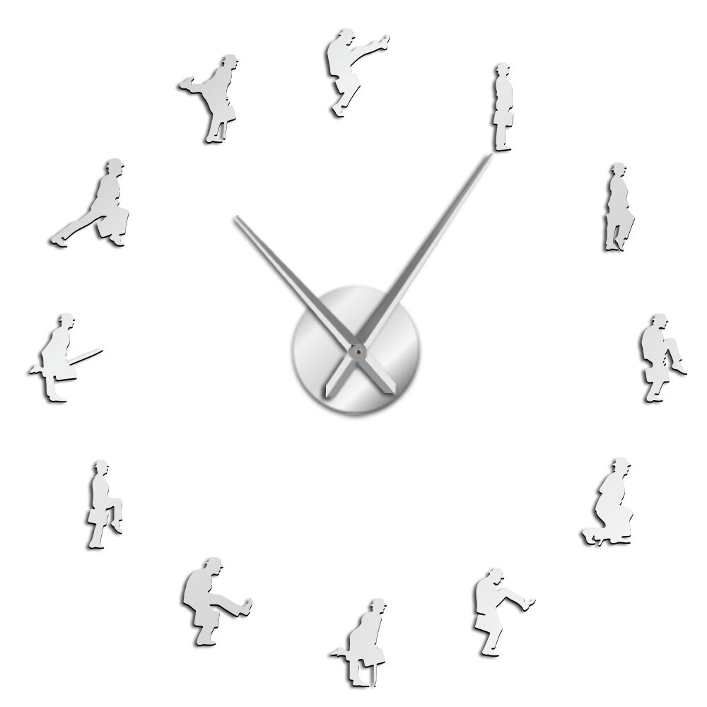 Ministerie Van Domme Wandelingen Moderne Wandklok Britse Comedy Handgemaakte Pop Cultuur Muur Art Sticker Frameloze Grote Klok Muur Horloge: Silver / 47 Inch