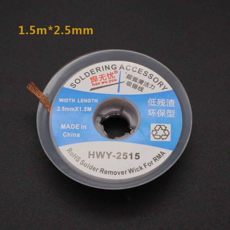 5pcs/lot 1.5m Tin Absorption Line Desoldering Wire Low Residue Suction Wick BGA Wire Soldering Tools Mobile Phone BGA PCB Repair