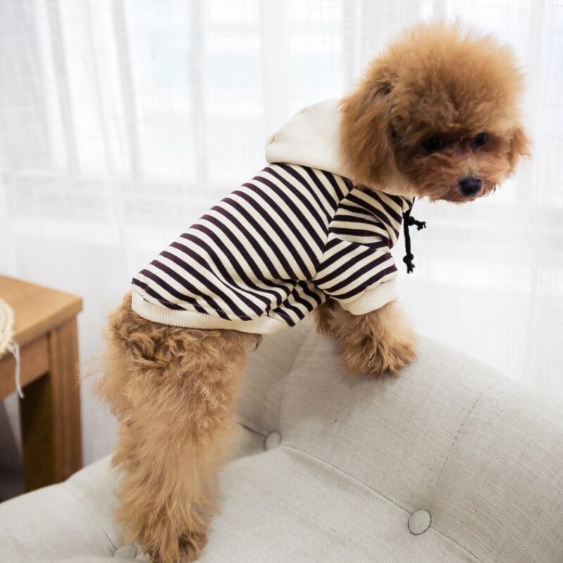 Ropa familiar ropa para perros abrigo de algodón sudaderas con capucha ropa de Chihuahua mascota pijama de rayas ropa para perros pequeños Bulldog Francés