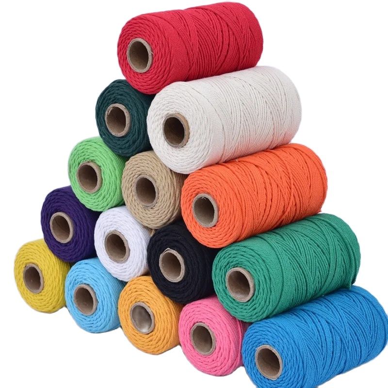 Cordón de macramé de algodón, hilo de hilo, manualidades, tapices de pared hechos a mano, decoración del hogar para bohemia, 4mm, 20 metros