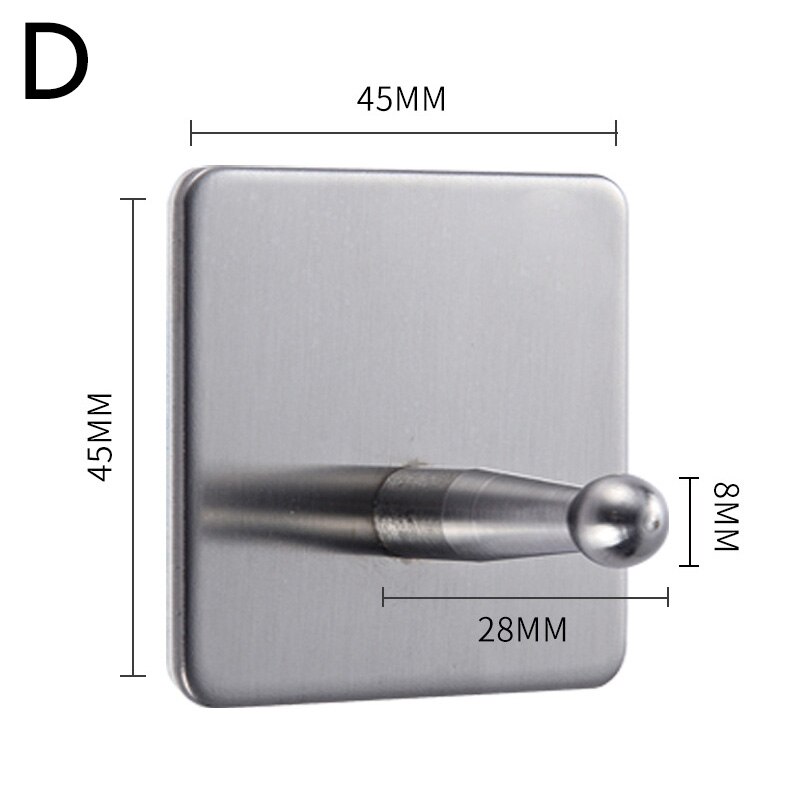 Geen schroef nodig moderne 304 roestvrijstalen zelfklevende badkamer vierkante handdoekhaak jas hoed deurhaak hanger badkameraccessoires: D
